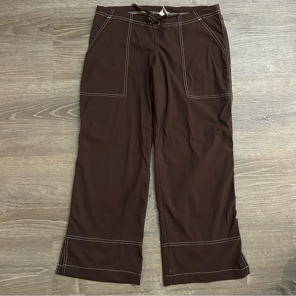 Prana Breathe Crop Slight-flair Y2K Capri Pants in Brown, Size XSmall